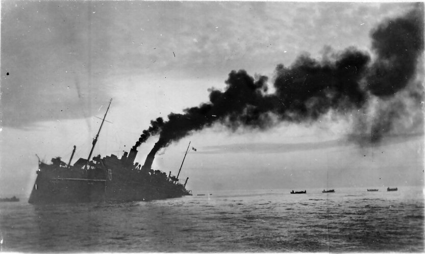 Historic photograph of sinking SS Cuba